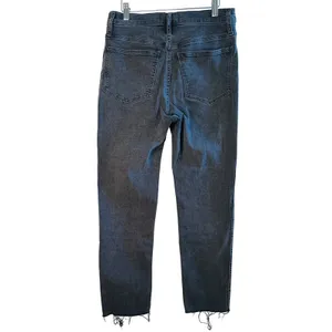 Madewell Stovepipe High Rise Straight Leg Jeans Faded Black Raw Hem 28‎ Grunge thumbnail 2
