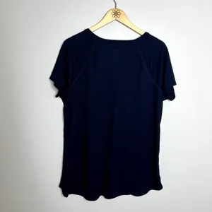 Sonoma Navy Criss Cross Ribbed Short Sleeve Top thumbnail 5