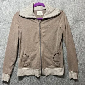 Banana Republic Womens XS Taupe Brown Full‎ Zip Shawl Collar Sweatshirt Jacket thumbnail 7