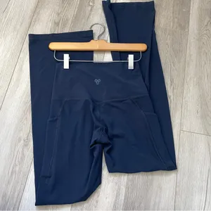 TNA Workout Leggings high rise flare pockets womens Navy Blue (small) activewear thumbnail 4