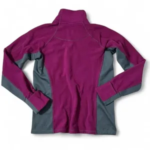 Columbia Half Zip Fleece Pullover Women M Purple Gray Hiking Thumbhole Sweater thumbnail 2