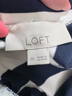 LOFT M Navy White Maxi Skirt Chevron Stripe Rayon thumbnail 7