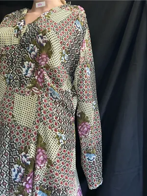 Necessary Objects Vintage Olive Patchwork Floral Midi Dress SM NWT thumbnail 3