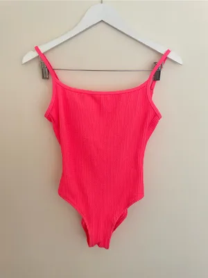 Aerie Crinkle Scoop One-Piece Swimsuit in Neon Coral Pink XS thumbnail 4