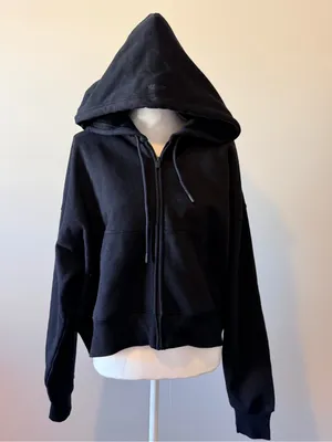 Aritzia Cozy Sweatfleece Boyfriend Boxy Zip Hoodie black relaxed fit size xl NWT thumbnail 9