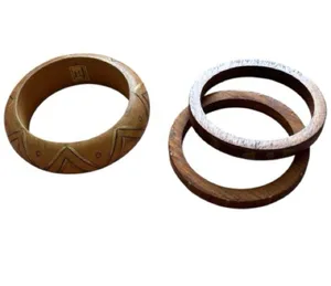 Vintage Wood Painted Boho Bohemian Bangle Bracelet Bundle thumbnail 1
