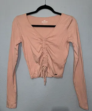Hollister Pink Cropped Long Sleeve thumbnail 1