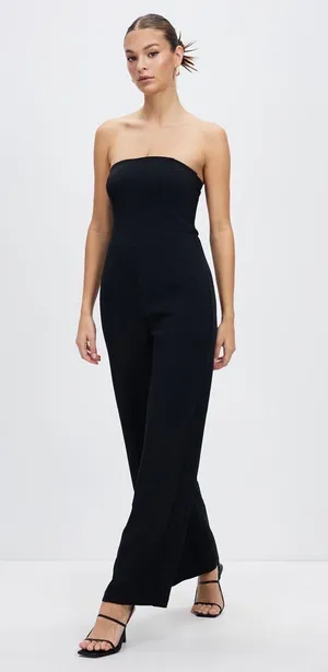 Abercrombie & Fitch Premium Crepe Jumpsuit Black thumbnail 1