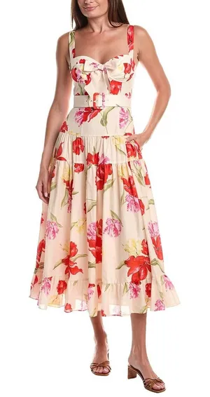 New! Hutch Klea Midi Dress rococo bouquet ivory Sz Small thumbnail 1