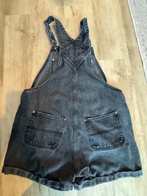 Old Navy Slouchy Straight Non-Stretch Black Jean Short Overalls XL thumbnail 7