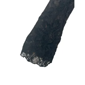 Womens Lace Crop Top Small Black Bell Sleeve Mock Neck Goth Whimsigoth‎ Festival thumbnail 2