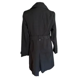 DKNY Women's Black Button Front Trench Coat Size Medium thumbnail 2
