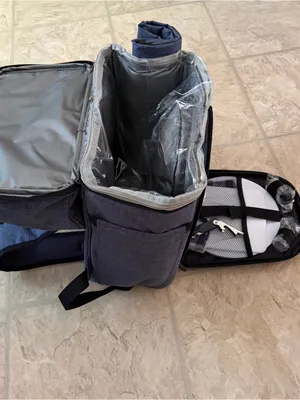 NEW Vogano 2 Person Picnic Backpack Set Insulated Cooler Blanket Travel Bag thumbnail 4