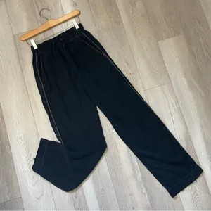 rag & bone Pants lina silk embroidered stitch straight leg womens Black (xsmall) thumbnail 4