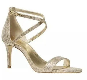 Michael Kors Ava Mid Glitter‎ Mesh Heeled Sandal Size 8 Formal Sparkly thumbnail 1