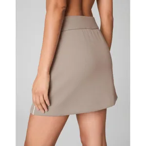 Spanx AirEssentials Pique Skort Ashwood Tan High-Rise Waist Shaping Piping Skirt thumbnail 3