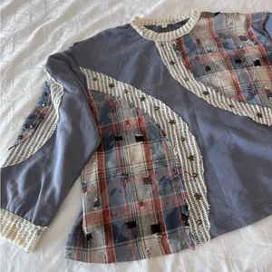 POL‎ Plaid Patchwork Stars Sweatshirt Size Large thumbnail 2
