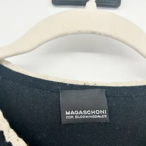 MAGASCHONI FOR BLOOMINGDALES Womens Black‎ Cardigan Sweater Button Up Knit Trim thumbnail 3
