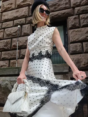 Commense Polka Dot Top & Lace Trim maxi Skirt Set Large thumbnail 2