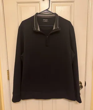 Untuckit Navy Blue Performance Business Casual Pullover Quarter Zip Sweater thumbnail 1