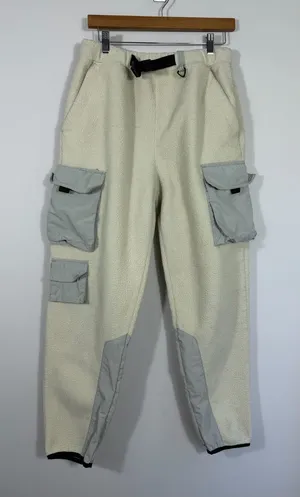 Urban Outfitters Cream Fleece Cargo Utility Pants Gorpcore Size M thumbnail 1