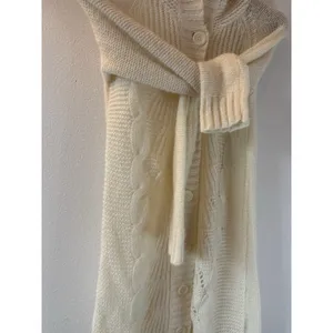 Old‎ Navy Ivory Longline Hooded Cardigan Sweater Cable Knit Button Front M Ivory thumbnail 6