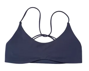 White Fox Swim Bikini Top Women Medium Navy Blue Excellent Strappy Criss Cross thumbnail 1