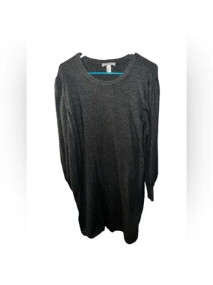 H by Halston Scoopneck Long Sleeve Dark Grey Sweater Dress thumbnail 2
