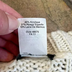 J. Crew Ivory Cable Knit Sweater XS thumbnail 9