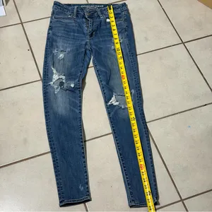 American Eagle Outfitters Women's Hi-Rise Jegging‎ Blue Distressed Jeans size 4 thumbnail 8
