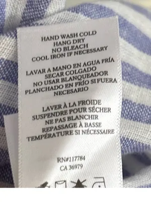 Rails Whitney Blue White Stripe Daisy Short Sleeve Collared Linen Rayon Shirt XS thumbnail 12