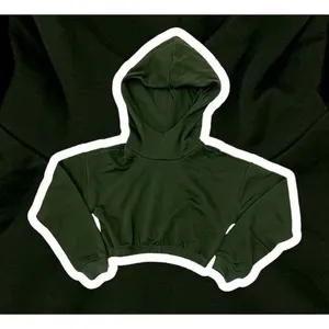 Naked Wardrobe NEW Women XS Olive Green Crop Long Sleeve Sweatshirt Hoodie thumbnail 4