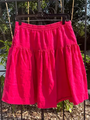 Gap Women’s Hot Pink Linen Tiered Skirt Size XS Boho Y2K Peasant Colorful thumbnail 5