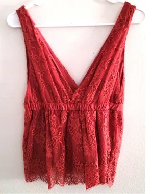 Free People Chante Lace Tie-Front Tank Top Frenchie Kiss XS 0/2 NEW thumbnail 3
