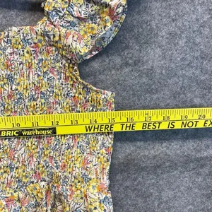 NWT UMGEE‎ Top Women's Large Multicolor Floral Boho Smocked Ruffles Bow Tie Back thumbnail 6
