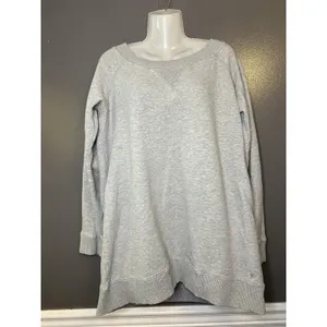 Aerie Sweatshirt Womens XL Gray Boat Neck Longline Fleece Pullover Tunic Lounge thumbnail 2