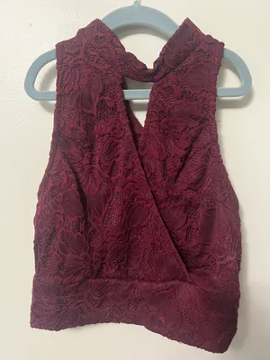 Rue 21 Maroon Lace Crop Top  thumbnail 1