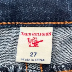 TRUE RELIGION Women’s Jeans Size 27 Blue Halle‎ Mid Rise Capri Distressed Skinny thumbnail 5