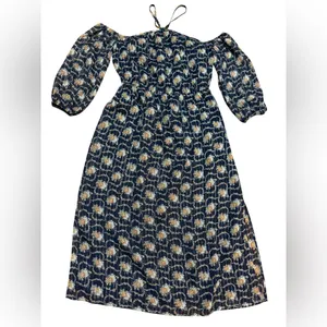 Club Monaco Tansa Dress in Deep Sapphire Blue Floral Metallic‎ Pattern Sz 2 thumbnail 10