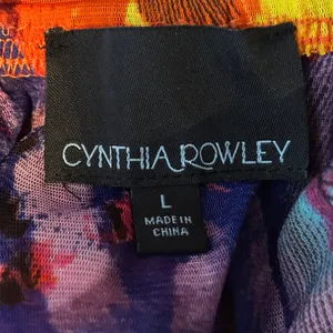 Cynthia Rowley Women Large Mesh High Low Maxi Dress Rainbow Feather Print Ruffle thumbnail 6