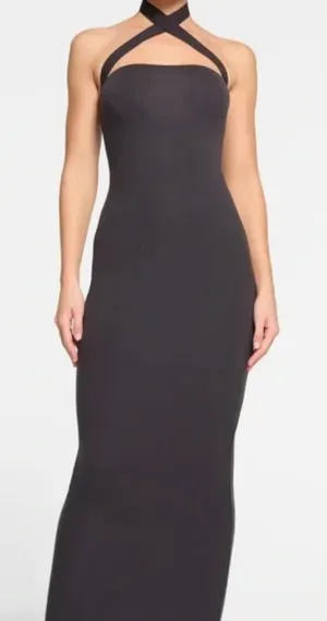 Skims Fits Everybody Wrap Long Slip Dress - Onyx Size Small NWT Authentic thumbnail 1