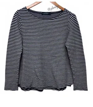 Lauren Ralph Lauren Women's Casual Summer Nautical Striped Blouse Top Size M thumbnail 1