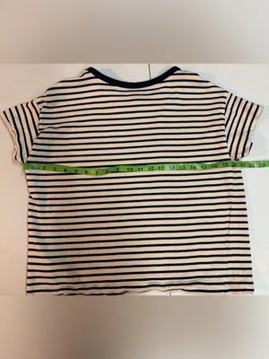 SUNDRY MEDIUM ✨ 100% cotton striped short sleeve tee cream + navy VGUC thumbnail 3