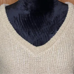 Free People V-Neck High Low Slouchy‎ Cropped Textured Knit Sweater Camel Size XS thumbnail 10