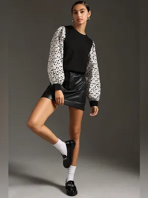 Anthropologie Porridge Textured Sweatshirt size Large black white pop art print thumbnail 13