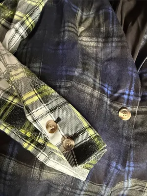 BP + Wildfang Plaid One Button Blazer Blue Size M thumbnail 6