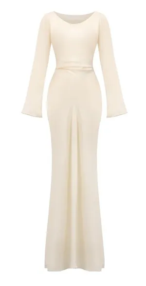 Marbl (Dubai Brand) Gamine Long Sleeve Ivory Dress thumbnail 4