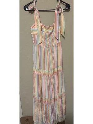 Yumi Kim Rainbow Striped Maxi Dress with Tie Straps Size 0 thumbnail 4