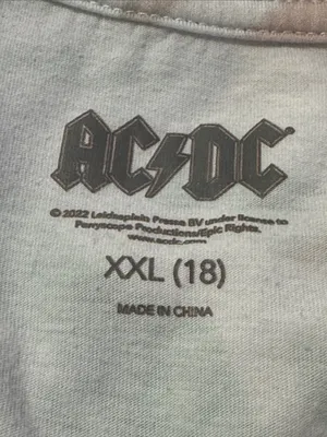 AC/DC High Voltage Tie-Dye Crop Tee Youth XXL S Ivory/Green/Pink/Yellow EUC thumbnail 3