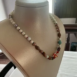 Beaded Necklace with Glass & Faux Pearl Accent thumbnail 3